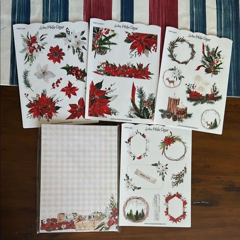 Lauren Phelps design Festive Holiday Sticker Set - Red and Green note pad
